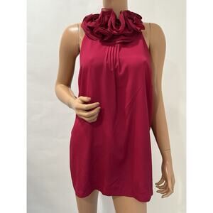 ann taylor top size 18 women’s 1X Rose Pink Color Ruffles Halter Sleeveless